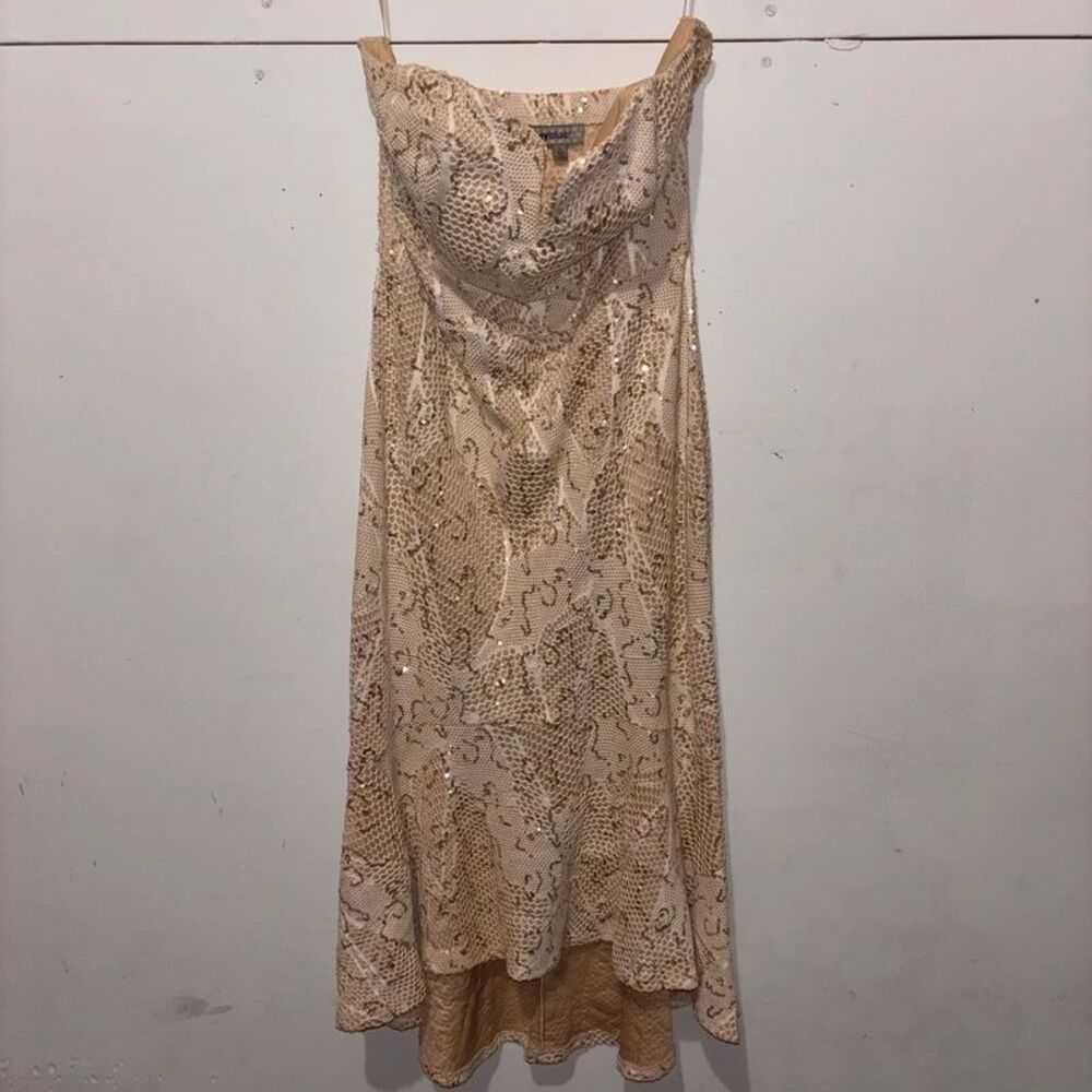 Bailey blue high low midi dress cream and sequin Size L